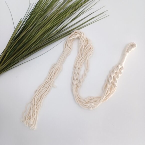3PC Macrame Hanging Planters | Natural Beige | Cotton Cord | Boho Wall Decor - Picture 3 of 4